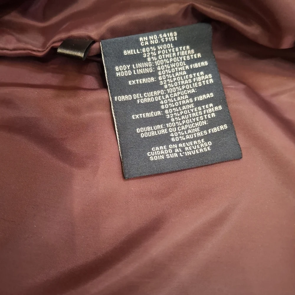 Tommy Hilfiger Stadium Coat - Full Zip Detachable Hoodie - Wool - Women Size L